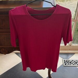 Women's Red Ribbed Top